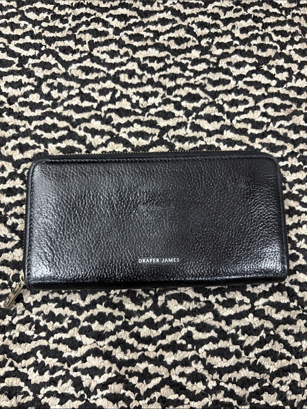 Draper James Black Pebbled Leather Zip-Around Wallet